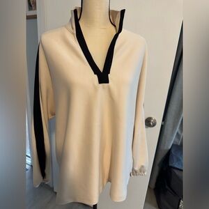 Emily McCarthy Cream and Black Long Sleeve Poppy Top XL